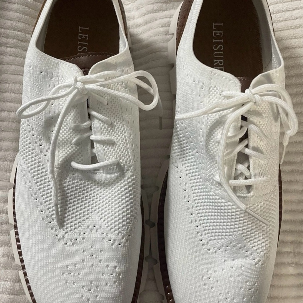 Leisure Men's White and Brown Athletic Style Shoes-Size 49EC (16 US)-Tie Up